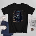 thumbnail image 2 of Cat playing with toys T-shirt Cartoon pattern T-shirt Unisex tees Retro T-shirt, 2 of 5