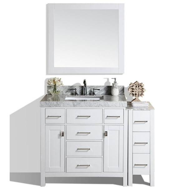 52 Malibu White Single Modern Bathroom, 52 Bathroom Vanity With Top