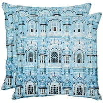 SAFAVIEH Verona Printed Pattern Pillow, 18" x 18", Turquoise, Set of 2
