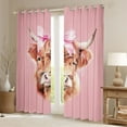 thumbnail image 2 of Feelyou Kawaii Bowknot Cow Black Out Curtains, Rustic Highland Cattle Curtains Pack of 2 (42x63 Each), Princess Ribbon Bedroom Curtains, Blackout Curtains Home Decor, 2 of 6
