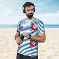 thumbnail image 4 of Wukai Red Funny Crab on Blue Stripe Print Men's Short-Sleeved Mesh T-Shirt,Quick-Dry Short Sleeve Workout T-Shirt-Small, 4 of 8