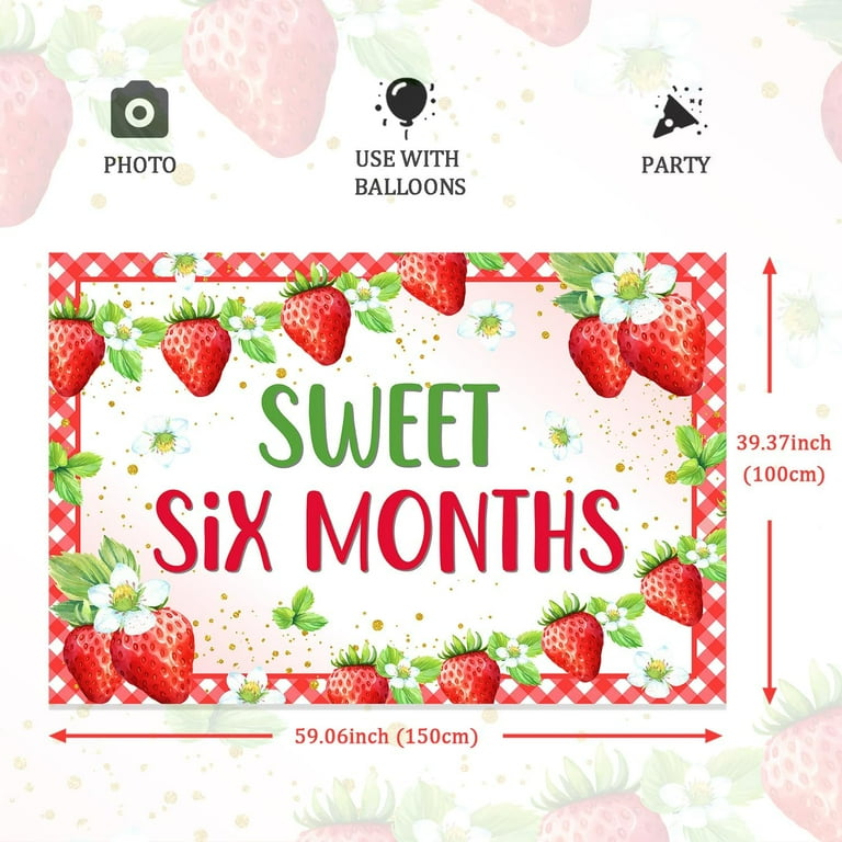 Berry Close To One Birthday Banner - Strawberry 6 Month Half Birthday Decorations