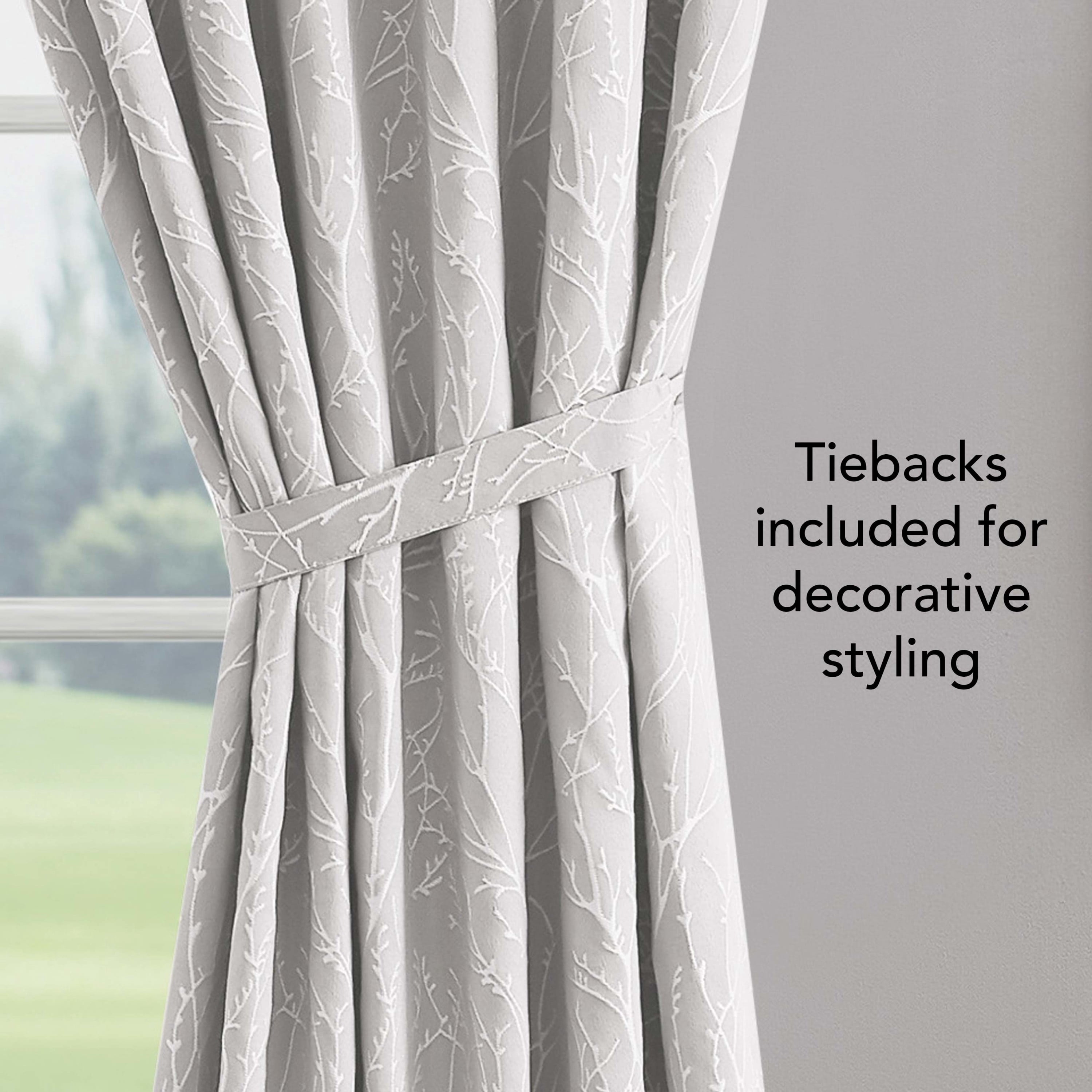 Collins Blackout Window Curtain Panels with Tiebacks, Back Tab, Warm Grey, 50" x 96"