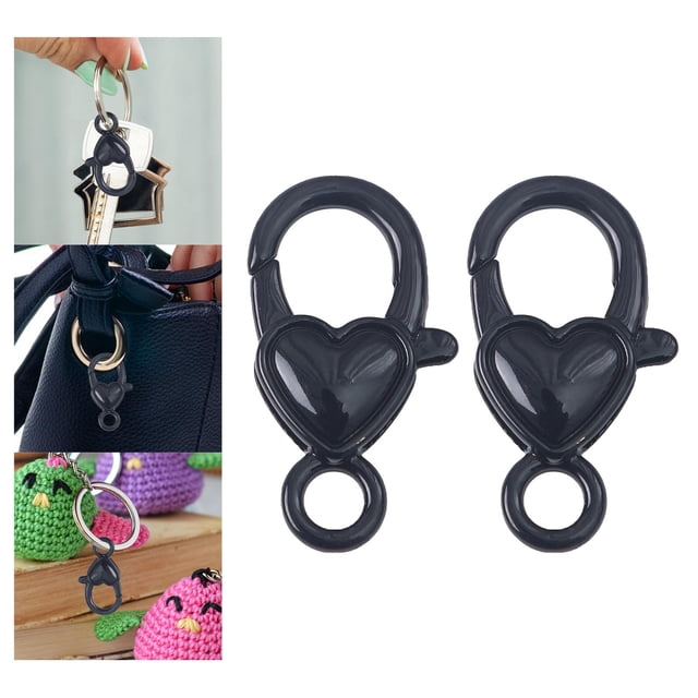 2x cierre de langosta, cierre de garra de langosta, aleación DIY, lindo conector, llavero, hebilla, gancho para juguete, costura, bolso, fabricación Negro