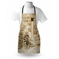 thumbnail image 3 of Barn Wood Wagon Wheel Apron Ancient Rural Facade with Old Wheel Traditional Country House, Unisex Kitchen Bib Apron with Adjustable Neck for Cooking Baking Gardening, Brown Pale Brown, by Ambesonne, 3 of 3