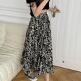 thumbnail image 5 of Women Lady Midi Skirt Pleated Elastic High Waist Floral Ruffle Chiffon A-line, 5 of 6