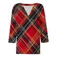 thumbnail image 5 of Womens 3/4 Sleeve Tops and Blouses Spring Tops for Women Women's Fashion Boho Shirts Floral Printed T-Shirt 3/4 Sleeves Blouse V-Neck Casual Tops Red XL, 5 of 5