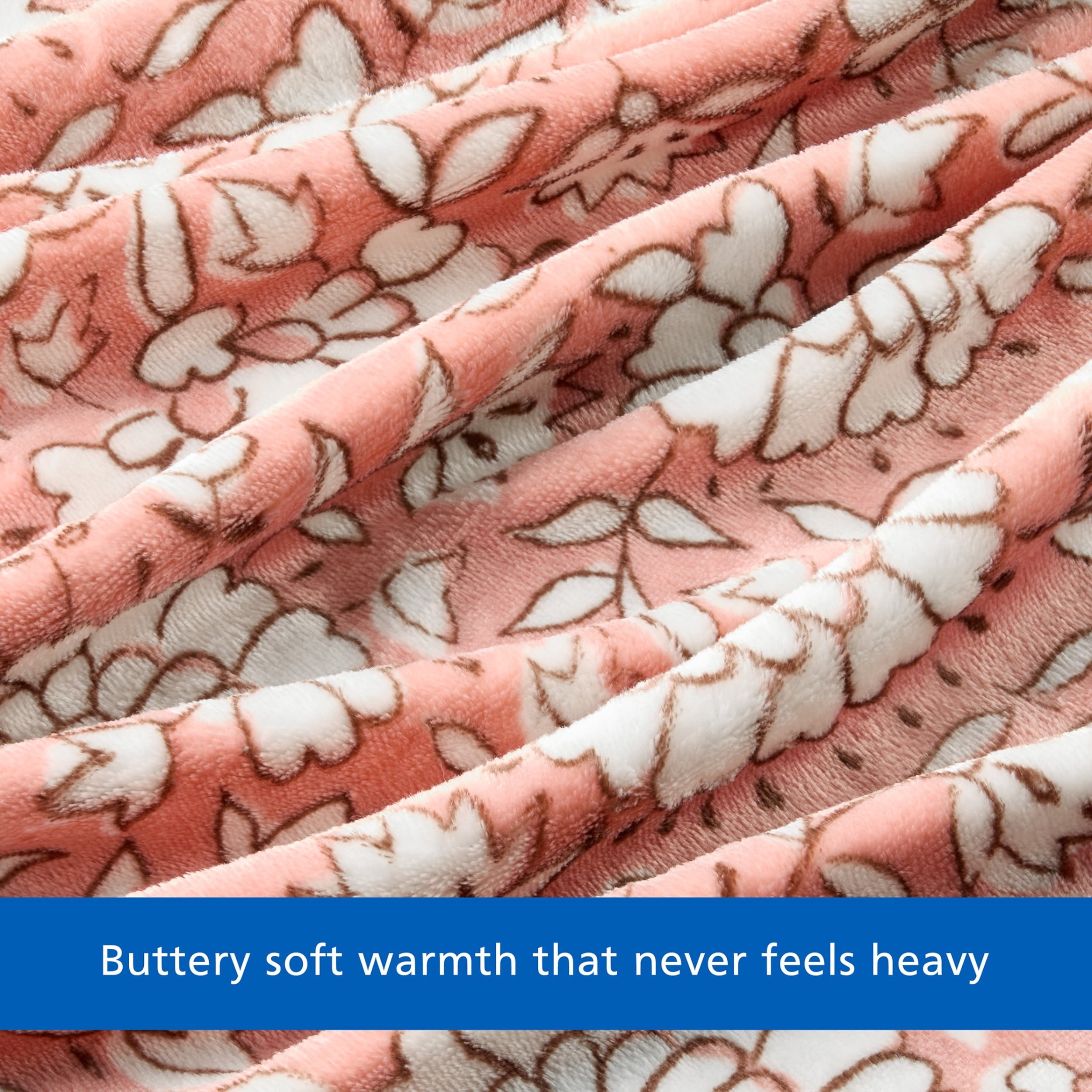 Mainstays Velvet Plush Bed Blanket, Blush Pink Floral, Full/Queen Size