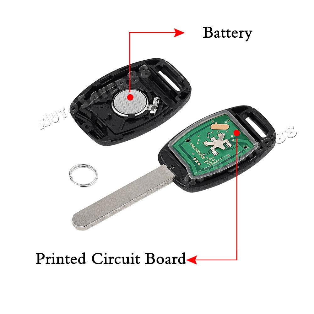 Pack of 2 KeylessOption Keyless Entry Remote Control Uncut Car Ignition Chipped Key Fob Replacement for Honda Civic N5F-S0084A