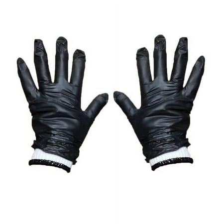 LavaLock Heavy Duty Thick 5.5 Mil Black Disposable Nitrile BBQ Gloves with 2 cotton liners for outdoor cooking and BBQ