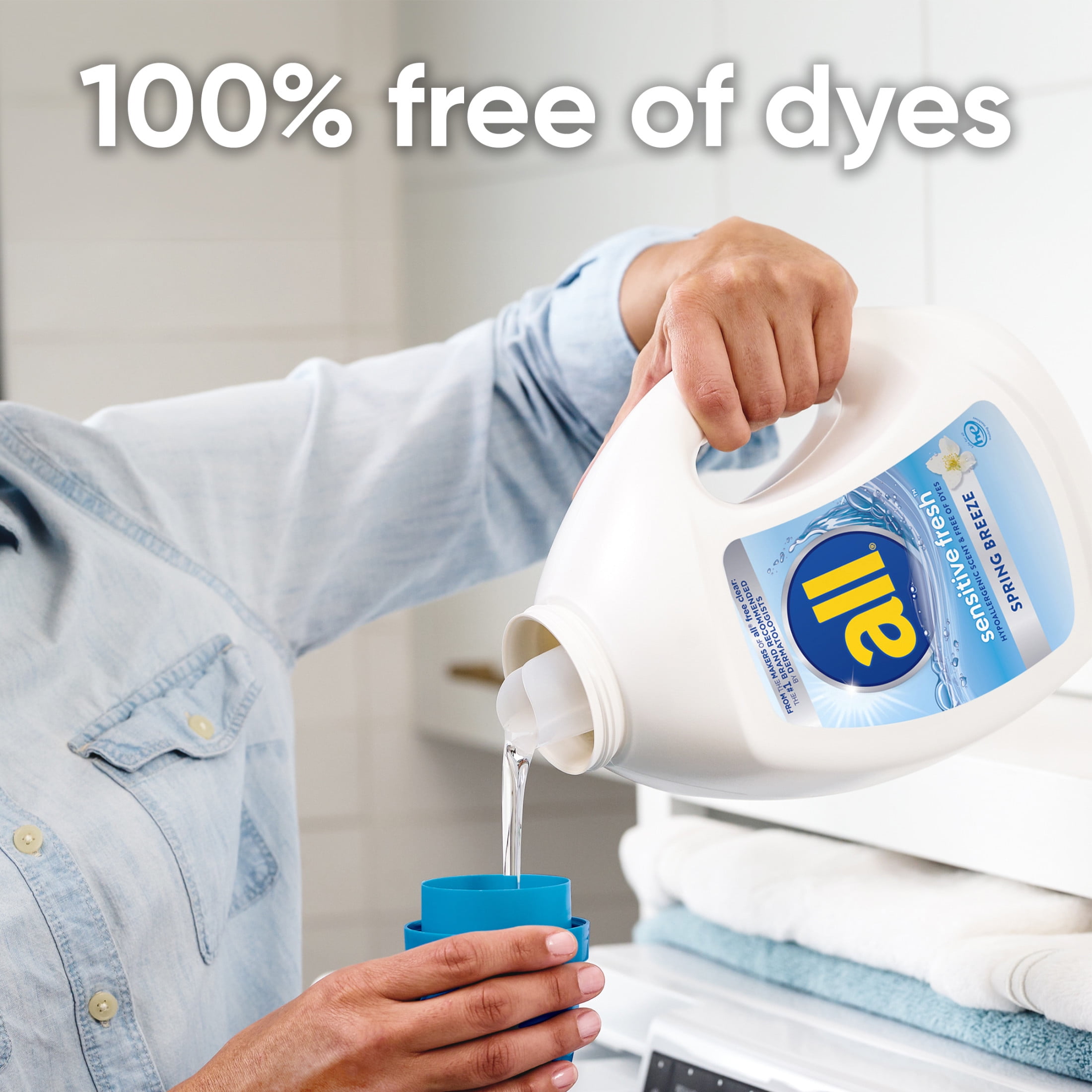 All Sensitive Fresh, Liquid Laundry Detergent, Spring Breeze, 88 oz, 58 Loads