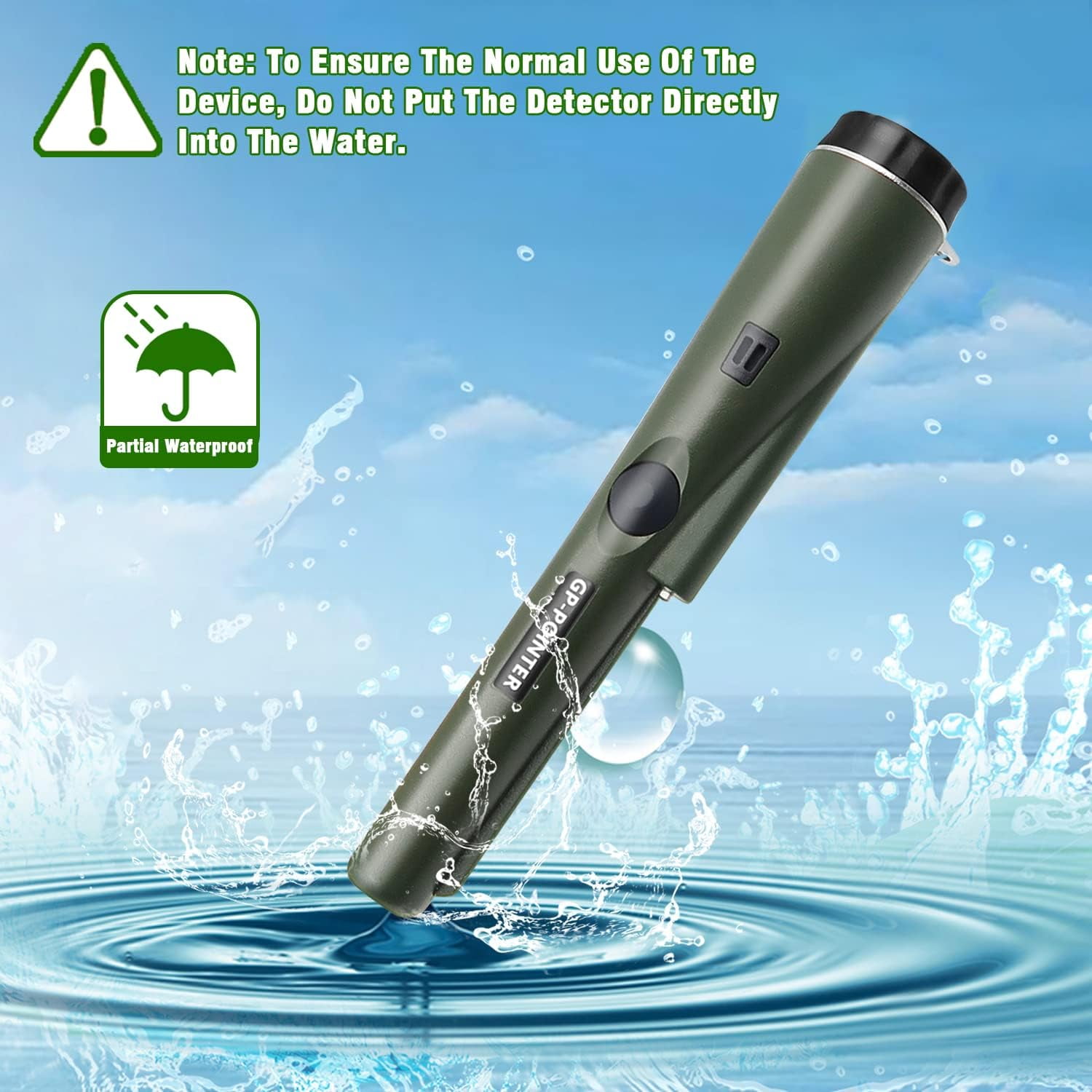 SYITOOCK Metal Detector Pinpointer, Professional Handheld Pin Pointer Wand, 360°Search Treasure Pinpointing Finder Probe with Belt Holster, Green