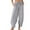 Gray, variant on Ohufall Capris for Women Summer Fashion Solid Color Ice Silk Capri Pants Loose Fit Drawstring Elastic Waist Cropped Pants