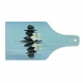 thumbnail image 1 of Rock Cutting Board, Spa Concept Massage Stones with Frangipani Plumeria, Decorative Tempered Glass Cutting and Serving Board, in 3 Sizes, by Ambesonne, 1 of 2