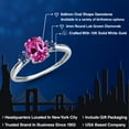 thumbnail image 2 of Gem Stone King 10K White Gold Pink Created Sapphire and Blue Created Sapphire 3-Stone Ring for Women | 1.93 Cttw | Oval 8X6MM | Gemstone September Birthstone | Size 7, 2 of 6
