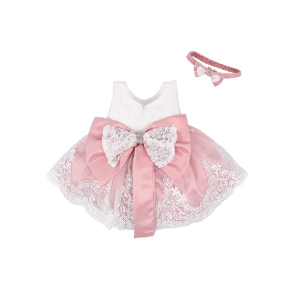 Cjfdfy Newborn Baby Girls Tulle Tutu Dress Christening Baptism Birthday Party Dress 0 3 6 12 18 24 Months Embroidered Floral Back Big Bow Zipper Princess Formal Pageant Wedding Dress with Headband
