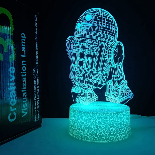 Luz nocturna R2D2 Rockets 3D LED que cambia de color para niños