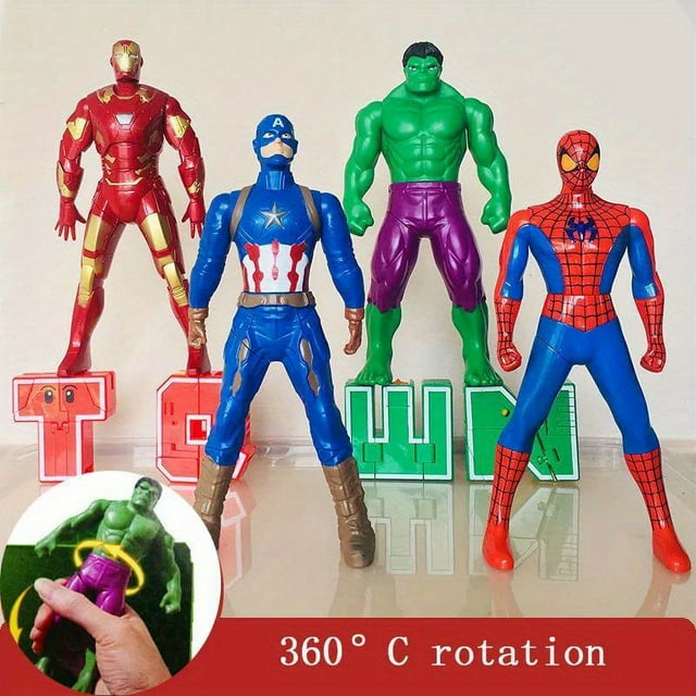 UME 7-Inch Spiderman, Hulk & Ironman Action Figures - PVC Collectible Toys with Movable Joints and Rotatable Features - Perfect Christmas Gift for Anime Fans