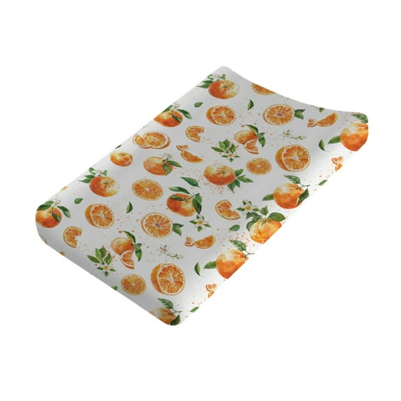 Watercolor Oranges Baby Changing Pad Covers for Boy Girl 32''x 16'' Fresh Orange Fruit Flowers Leaves Fitted Changing Pad Sheets Comfort Soft Breathable Nursery Baby Diaper Changing Table Mats
