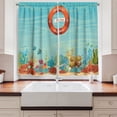 thumbnail image 2 of Ambesonne Nautical Kitchen Curtains, Summer Holidays Coral Reef, 55"x39", Pale Blue Orange, 2 of 3