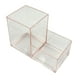 thumbnail image 2 of Portaplumas transparente de 2 cuadrículas - Organizador de plástico para papelería y brochas de maquillaje, caja de almacenamiento dividida en altura, transparente/gris/rosa/café, 2 of 6