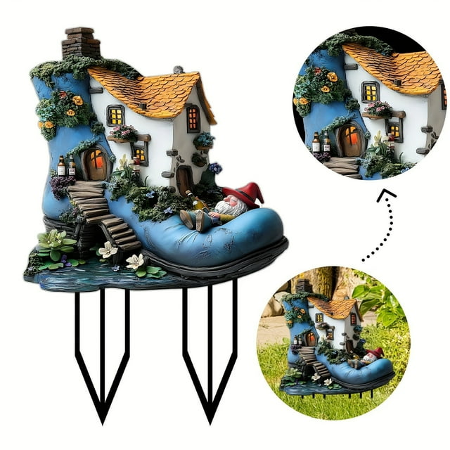 Home Decor Gifts Acrylic Gnome House Garden Insert Sign Signs Inspirational Desktop Display Signs Home Decor Floor Inserts Solar Garden Decorations