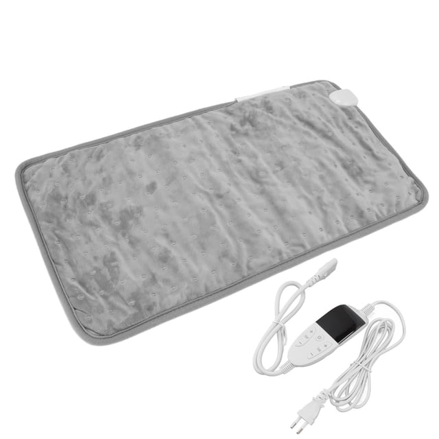 Almohadilla térmica eléctrica para aliviar el dolor, 6 configuraciones de engranajes, almohadilla térmica suave para hombros, cuello, rodillas, para el hogar, oficina, enchufe de la UE, 220 V, gris