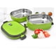 thumbnail image 4 of Yuarrent Recipiente de comida duradero de acero inoxidable para picnic al aire libre adecuado para todas las ocasiones respetuoso con el medio Mostrada rectangular mate capas dobles, 4 of 6