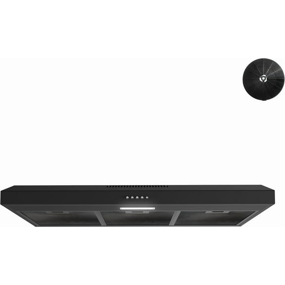 Streamline 36 in. Cosenza Ductless Undermount 80 CFM Range Hood in Grit Black with Mesh Filters, Push Button Control, LED Light