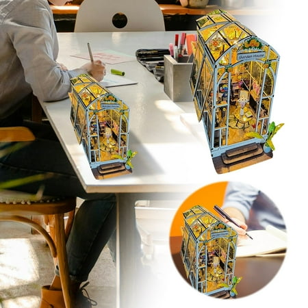 Arts & Crafts DIY Toys - Miniature Dollhouse Kit for Teens Bookshelf Garden with LED Light Book Kits for Adults and Family