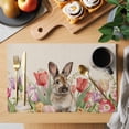 thumbnail image 2 of Easter Rabbit Placemats Set of 6 Spring Tulips Flowers Leaves Botanical Retro Place Mats Indoor Wipeable Table Mats Washable Dining Table Placemats for Kitchen Holiday Party Home Decor 13x19 Inch, 2 of 9