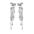 thumbnail image 3 of Pendientes colgantes de cadena con borlas lineales de estrella brillante de cristal a la moda Plata jinwen Pendientes colgantes, 3 of 8
