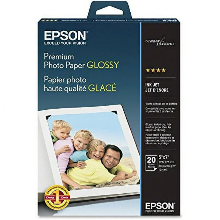 Epson S041464 Photo Paper 5 x 7 - High Gloss - 92 Brightness - 20 Sheet -  White