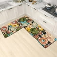 thumbnail image 4 of Boho Floral Kitchen Rug Set 2 Colourful Flowers Non-Slip Kitchen Floor Mats Cushioned Anti Fatigue Comfort Standing Bohemian Mat Waterproof Laundry PVC Carpet (17.3 x 28 Inch+17.3 x 47 Inch), 4 of 6