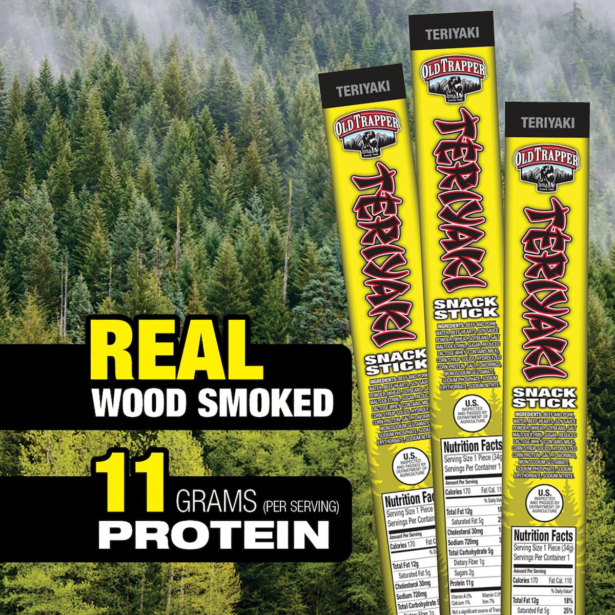 Old Trapper Teriyaki Beef Stick 1.75 oz Shrink Wrapped
