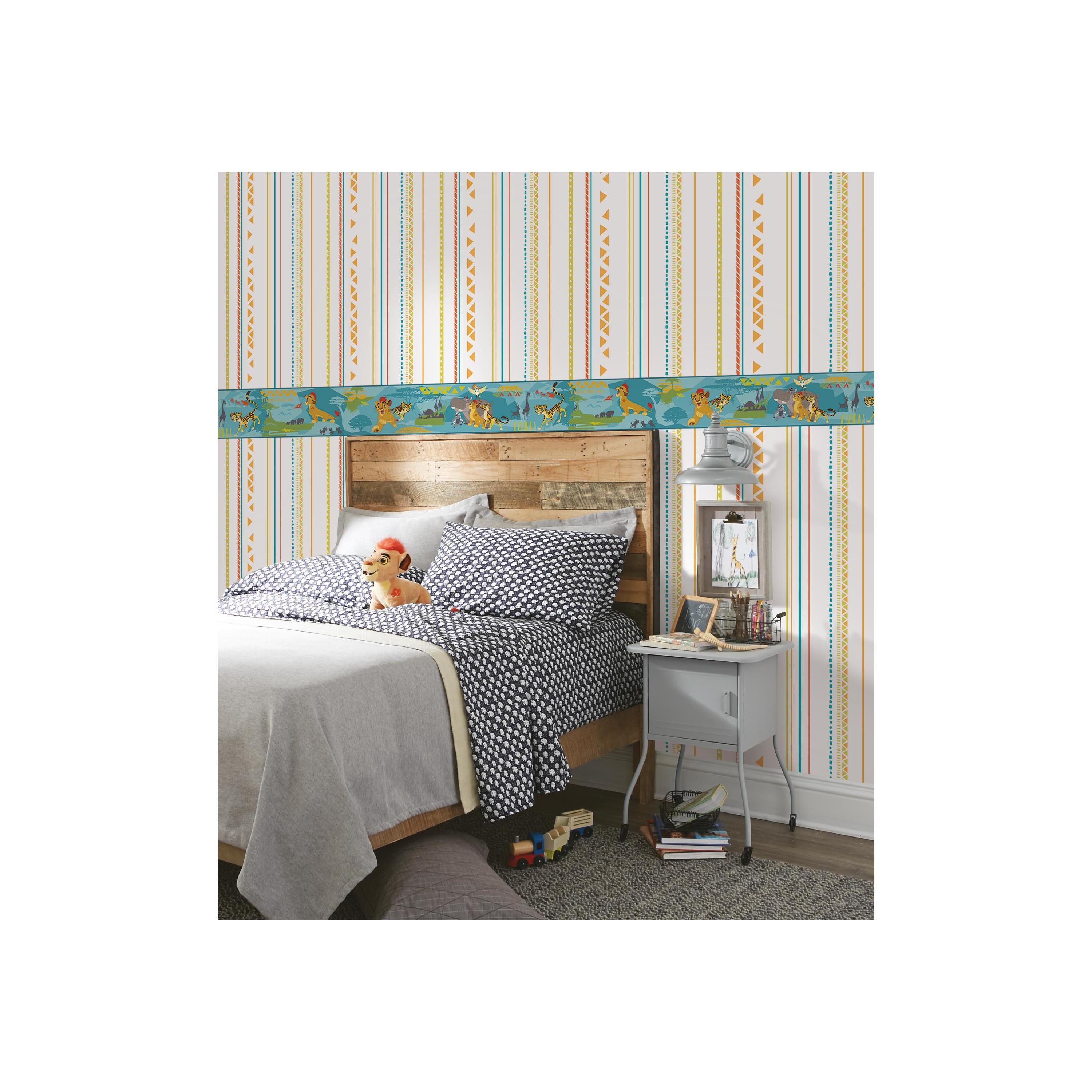 York Wallcoverings' Prepasted Wallpaper Border - Kids Animals Yellow, Green, Red, Blue Wall Border Retro Design, Roll 15 ft X 9 in