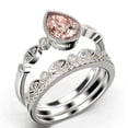 thumbnail image 3 of Dazzling Boho & hippiepie 2.25 Carat Pear Cut Morganite And Diamond Moissanite Engagement Ring, Wedding Ring, Two Matching Band in 925 Sterling Silver With 18k White Gold Plating, Birthday Gift, 3 of 4