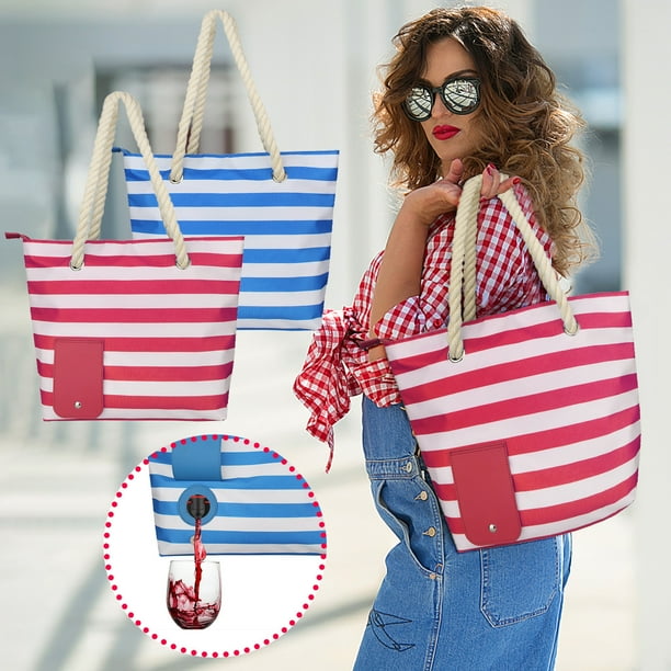 Fiudx Bolsa Térmica para Vino, con Pico Vertedor Antiderrames, Mantiene Las Bebidas Frescas, Ideal para Fiestas En La Piscina y Viajes a La Playa, Elegante Accesorio de Viaje, Poliéster Fácil de Limp