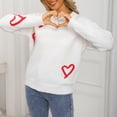 thumbnail image 4 of Zedker Cute Women'S Fall Winter Heart Pattern Knitted Sweaters,Casual Long Sleeve Crewneck Pullover,Cozy Soft Comfortable Casual Tops,White,L, 4 of 8