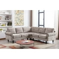 thumbnail image 5 of 5 Seat Sectional Sofa, L-Shaped Sectional Sofa, Accent Sofa with Padded Back and Wood Legs Sectional Couch for Living Room Bedroom Apartment, 5 of 7