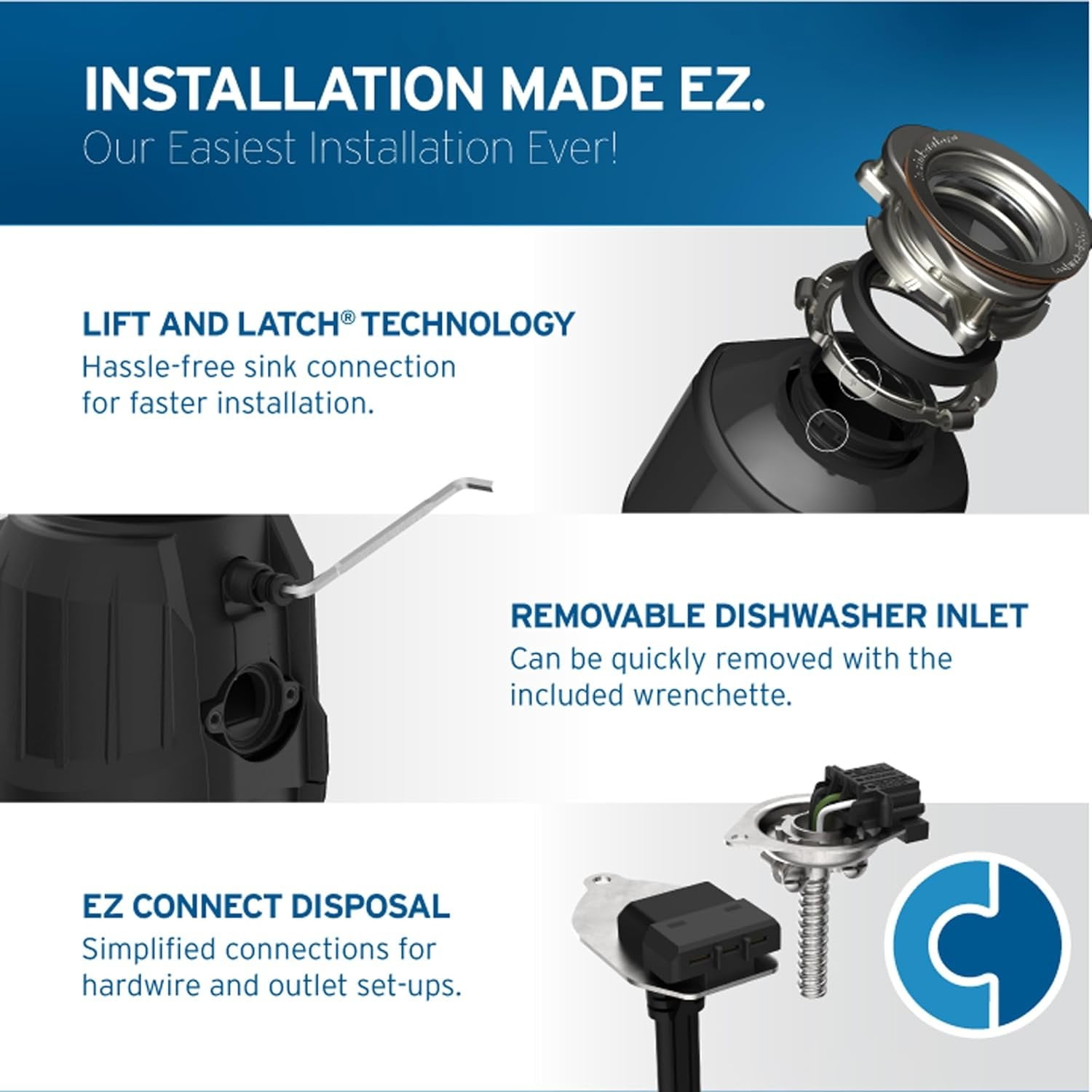 InSinkErator Power Series .75HP Garbage Disposal with EZ Connect Hardwire Adapter