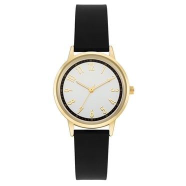 Time and Tru Gold Tone Womens Wristwatch with Leather Band