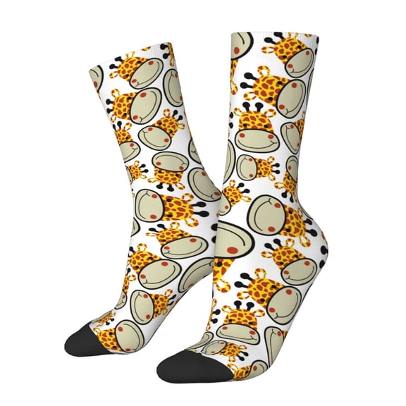 Logiee Giraffes Head Print Adult Socks for Men & Women,Calf Socks, Ankle Socks,Boots Socks,Breathable Casual Sock,Unisex Crew Socks