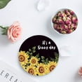 thumbnail image 4 of POGLIP Sunflowers It's Sunny Day Set of 6 Round Coaster for Drinks, Absorbent Ceramic Stone Coasters Cup Mat with Cork Base for Home Kitchen Room Coffee Table Bar Decor, 4 of 5