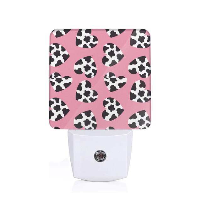 Balery heart with cow Luz Nocturna LED con Sensor Automático, Enchufe con Sensor Crepuscular, Luz Suave de 0.5W para Dormitorio, Pasillo, Baño-US
