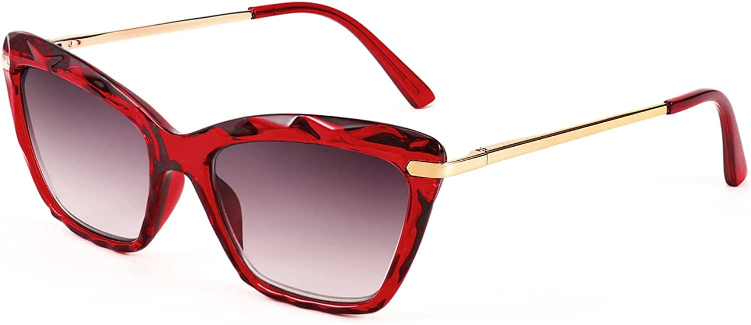 QWZNDZGR Vintage Cat Eye Reading Sunglasses Full Lens Women Sun Reader