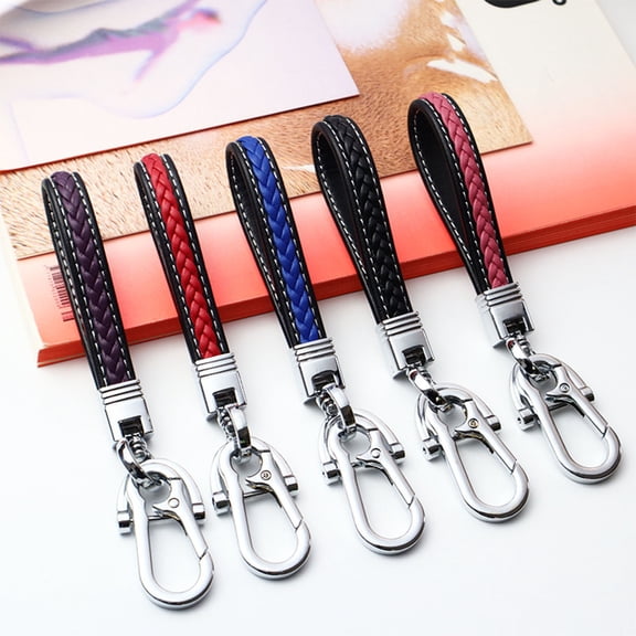 SmartBy Modern Braided Microfiber Faux Leather Lanyard Car Keychain Black Buckle DIY Car Key Ring Fashion Accessories