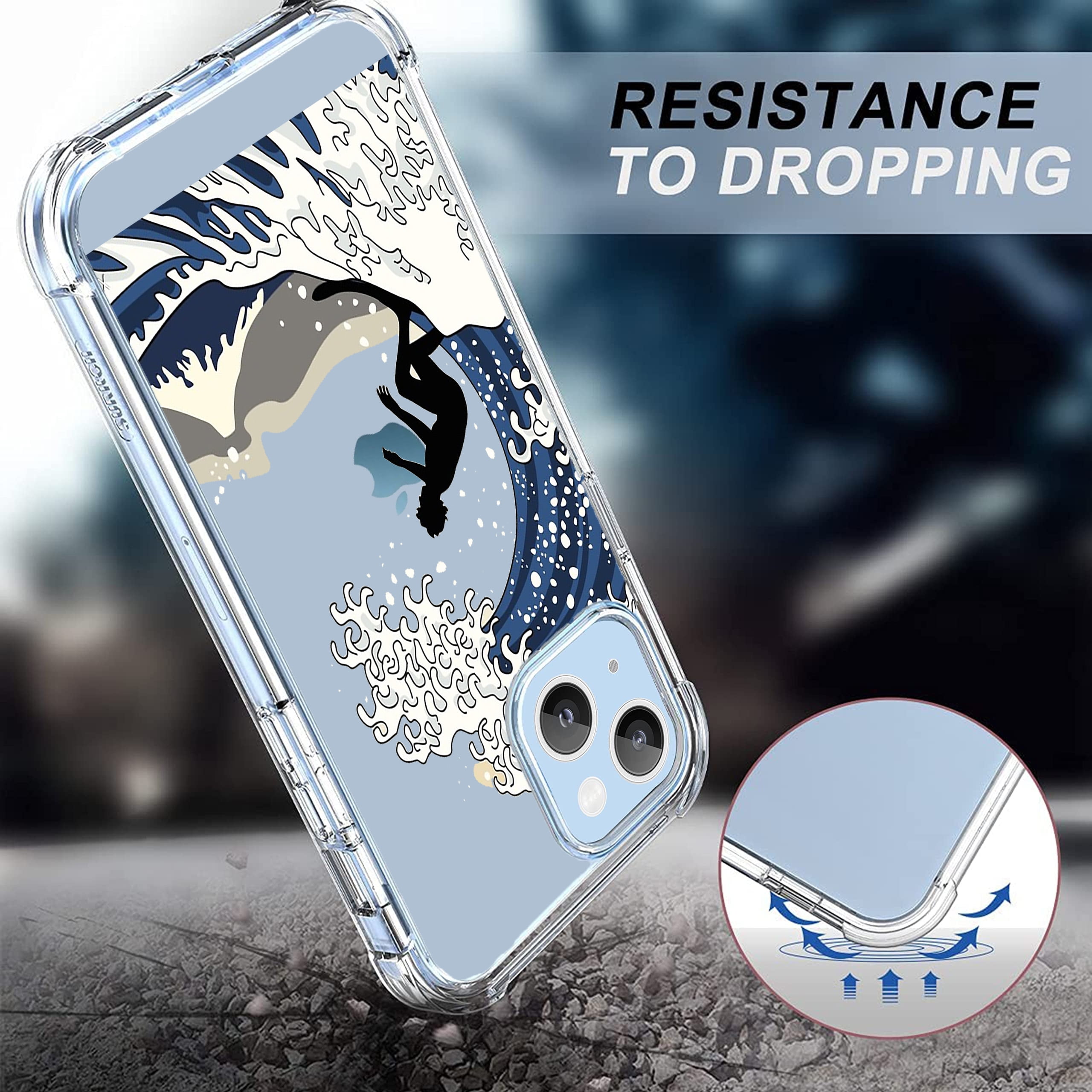 Tokyo Wave Clear Case for iPhone 14 Mini,Aesthetic Art