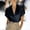 Navy, variant on Ahabrexf Women's Short Sleeve Blazer Top, Satin Notch Lapel Button-Up Commute Jacket for Casual Work Wear