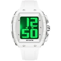 Findtime Digital Watches for Elderly Men Large Face Voice Talking White Watch with English Speaking LED Backlight Big Number Easy to Read Timer Alarm Waterproof